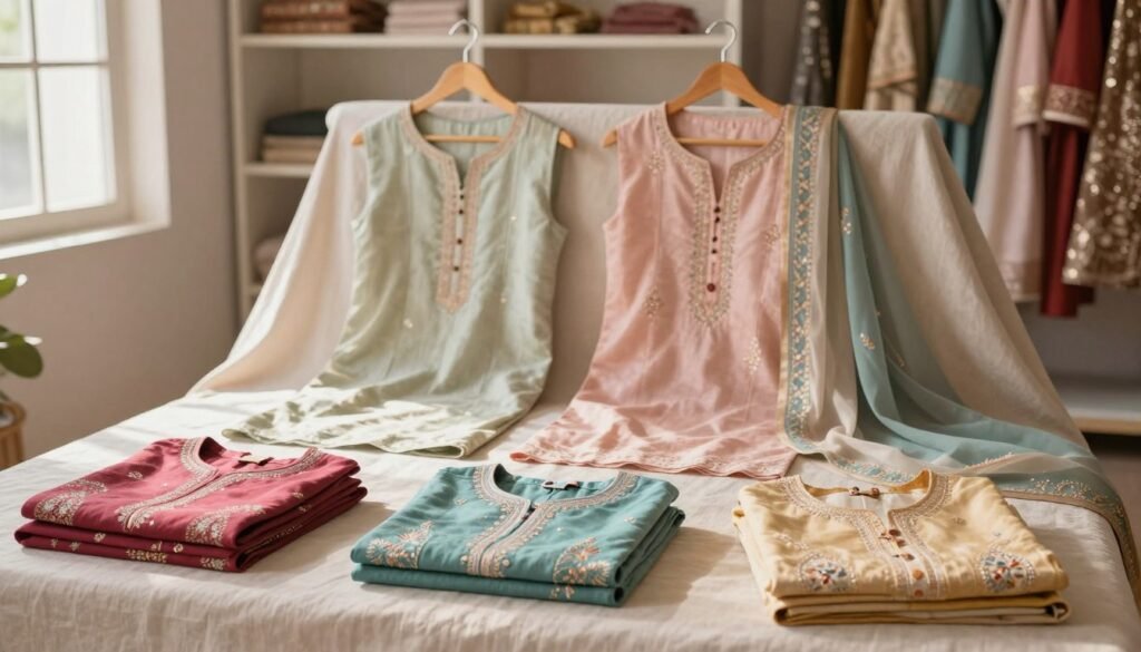 cotton vs muslin kurta sets